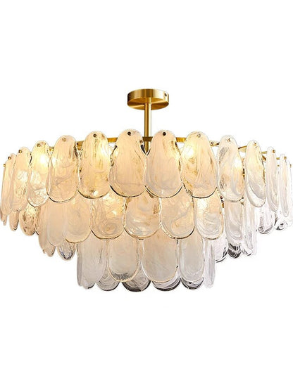 Post-modern Creative Art Cloud Glass Shell Double Layer Round Chandelier for Living & Dining Room