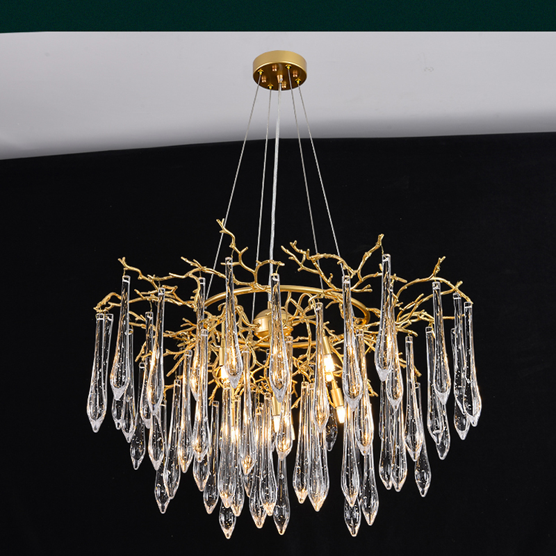 Iris Raindrop Round Branch Crystal Chandelier - Richardrider