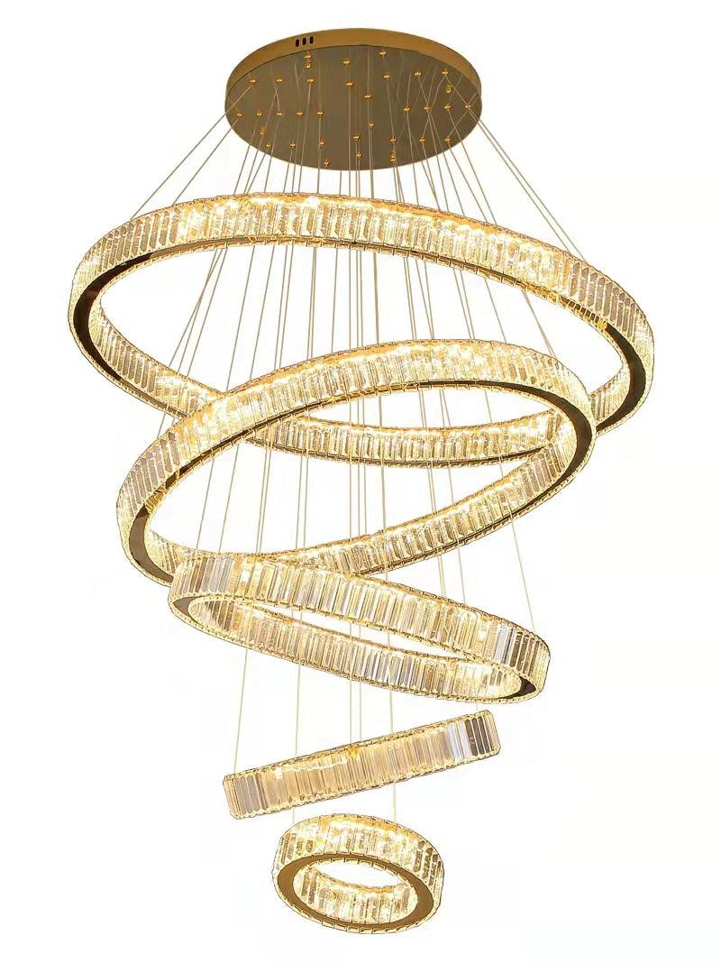 Modern Front Entryway Chandelier 3/4/5/6/7 Rings Crystal Gold/ Chrome Finish Ceiling Lamp - Richardrider