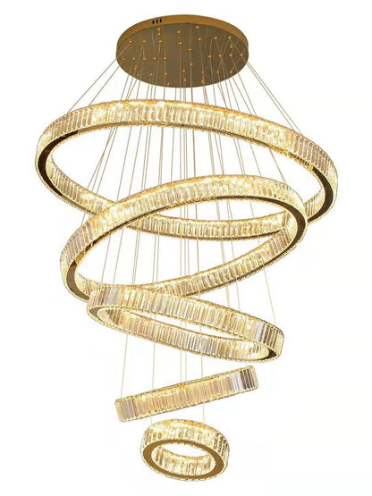 Modern Front Entryway Chandelier 3/4/5/6/7 Rings Crystal Gold/ Chrome Finish Ceiling Lamp - Richardrider