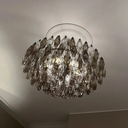 Murano Chandelier – Poliedri – 185 glass – Smoked/Transparent