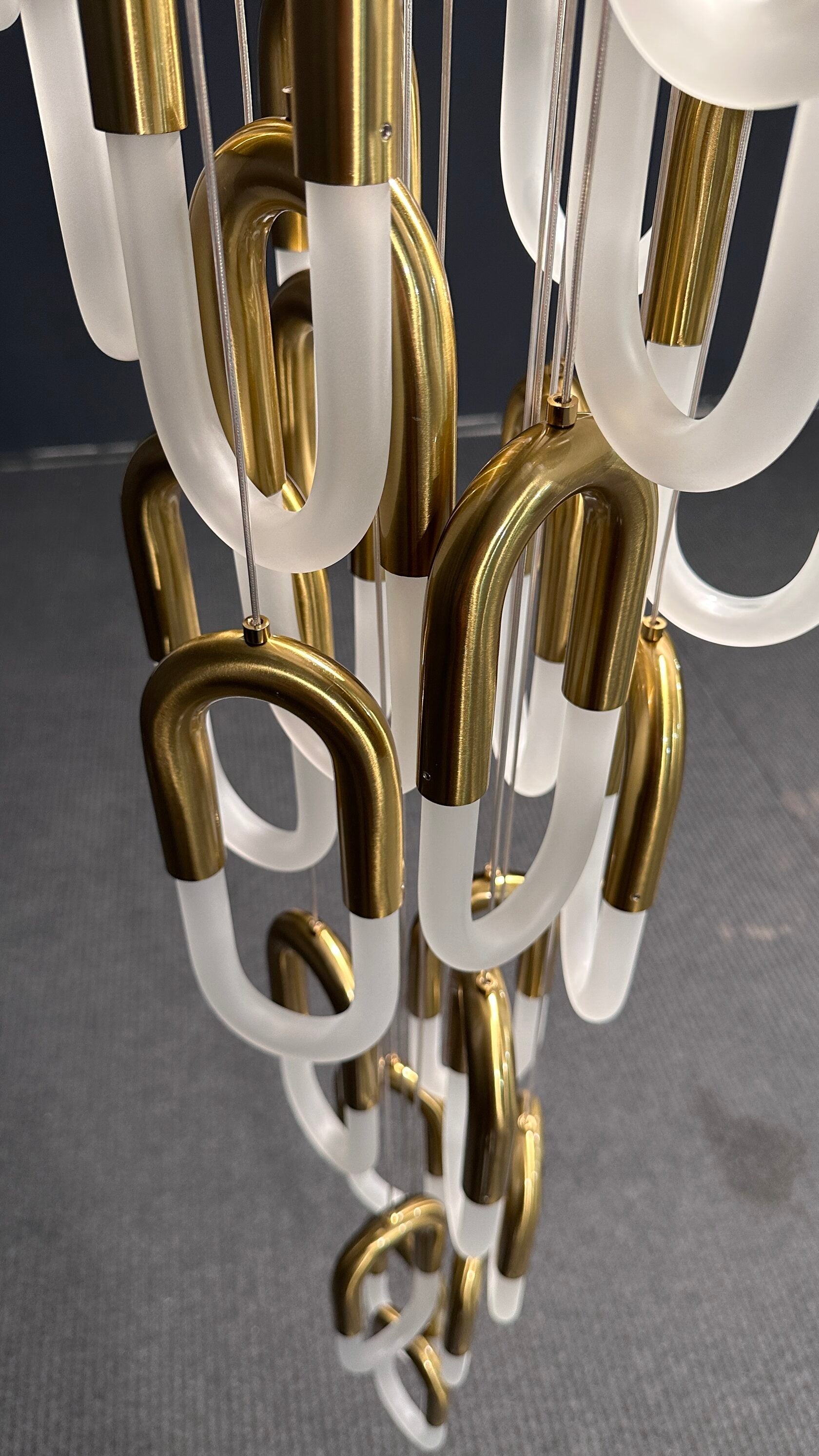 Gold Glass Loop Cluster Chandelier