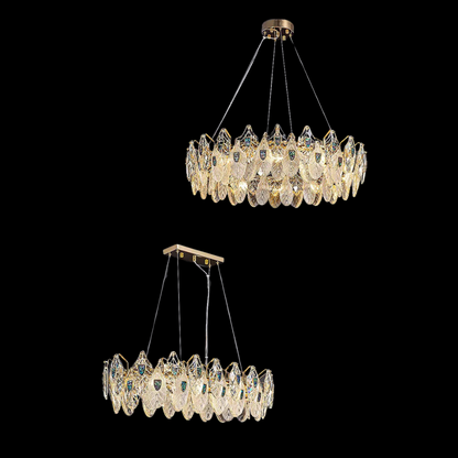 Modern Feather Crystal Pendant Abalone Shell Chandelier Suit for Living/Dining Room/Bedroom