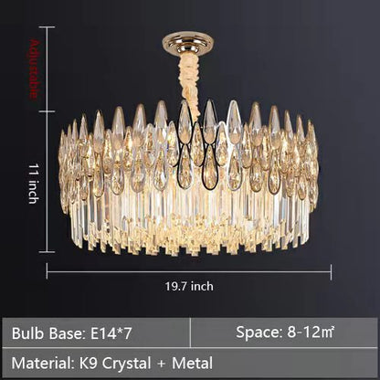 Modern Round/Rectangular Raindrop Crystal Chandelier for Low-ceiling