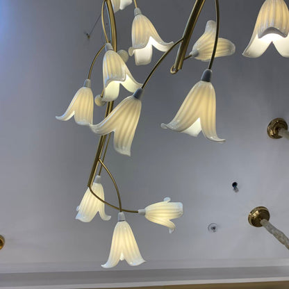 Modern Brass Branch Ceramics Flower Chandelier for Stylish Living Room Hotel and Restaurant - Richardrider