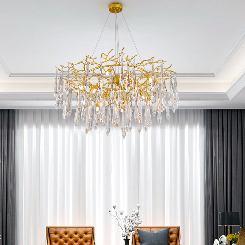 Iris Raindrop Round Branch Crystal Chandelier - Richardrider