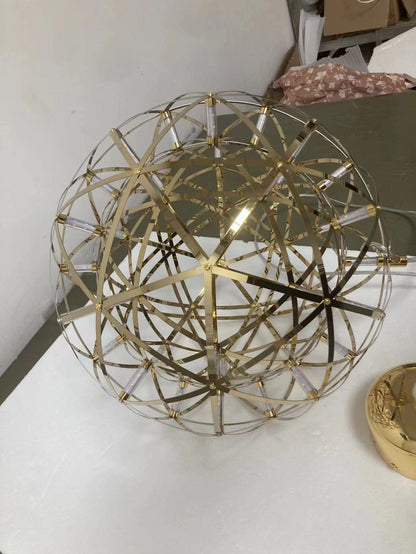 Round Starry Sky Chandelier Light Fire Ball Ceiling Lighting for Living Room/Cottage/High-ceiling