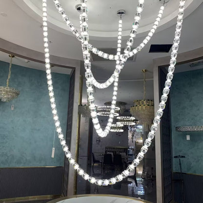 Modern Crystal Bullet Necklace Chain Chandelier for Living Room/Staircase/Foyer/Hotel/Restaurant