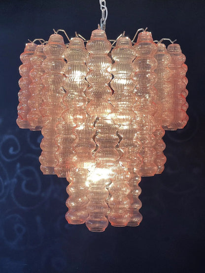 Murano Glass Chandelier – Curva – Rosa – 48 tubes