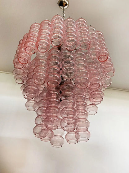 Murano Glass Chandelier – Curva – Rosa – 48 tubes