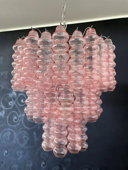 Murano Glass Chandelier – Curva – Rosa – 48 tubes