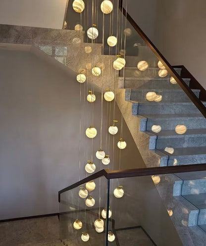 Nordic Planet Creative Long Ball Pendant Chandelier Staircase Foyer - Richardrider