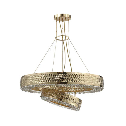 Ambrosi 2-Tier Round Brass Crystal Ring Chandelier - Richardrider