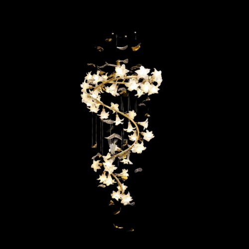 Ceramic Flower Chandelier in Artistic Brass Branch Design - Richardrider
