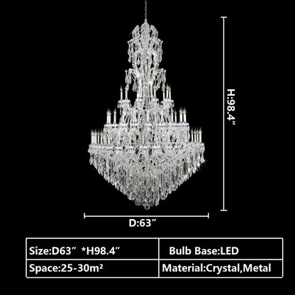 Oversized Luxury Traditional Gold/Chrome Candle Branch Crystal Chandelier for 2-story/Duplex Buildings - Richardrider