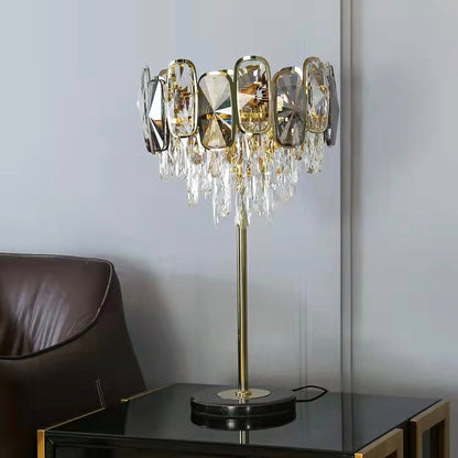 Round/Rectangle Smoky Gray Crystal Pendant Chandelier Ceiling Fixtures Light For Living Room/Dining Room/Entryway