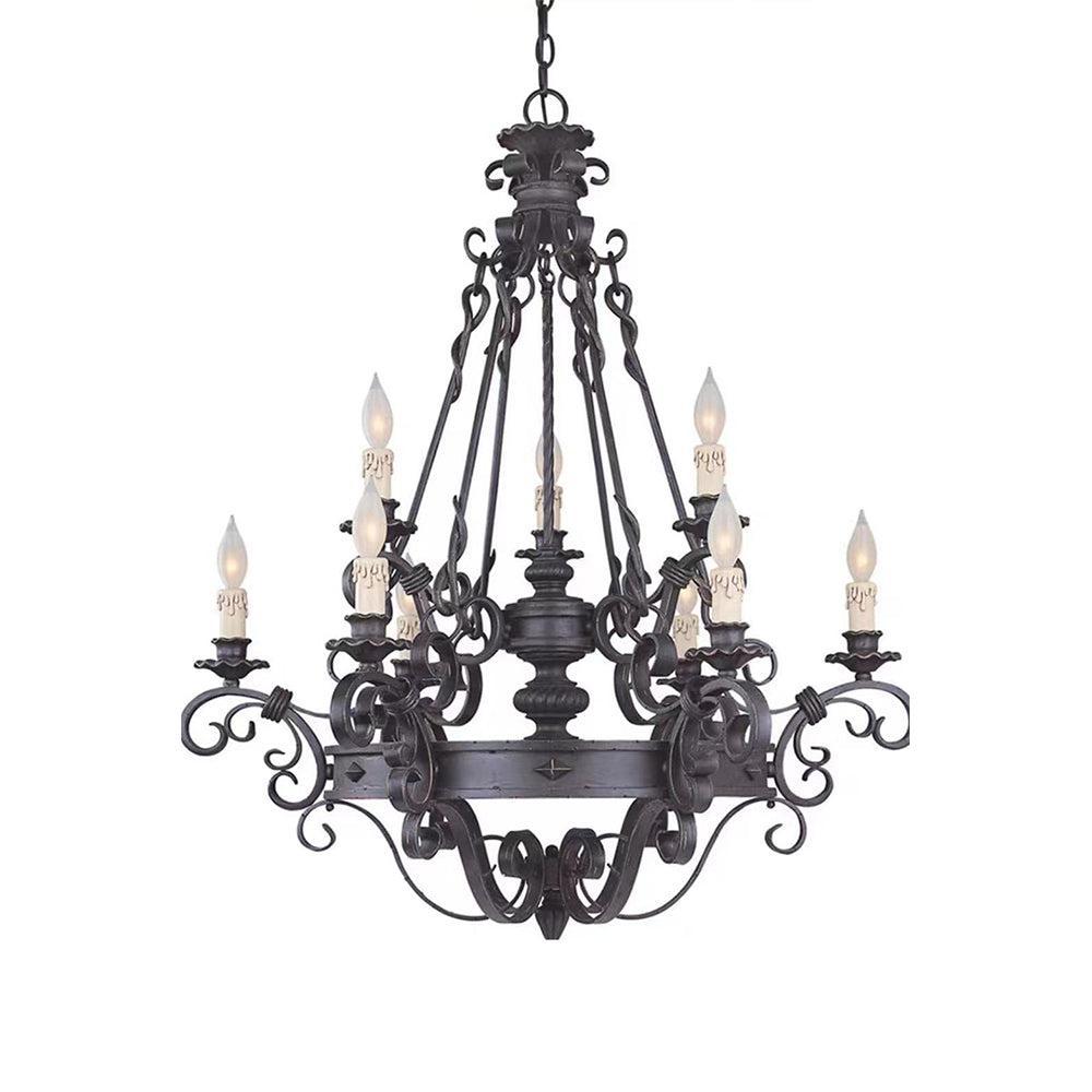 Vintage Iron Simple Candle Art Chandelier for Living Room / Villa / Stairs - Richardrider