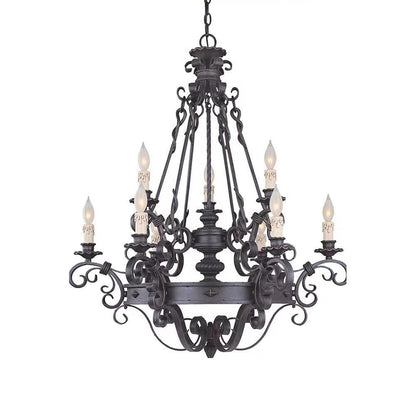 Vintage Iron Simple Candle Art Chandelier for Living Room / Villa / Stairs - Richardrider