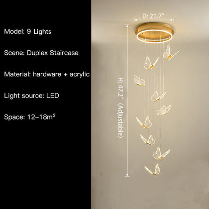 Nordic Butterfly Chandelier Luxury Foyer Staircase Ceiling Light For Living / Dining Room