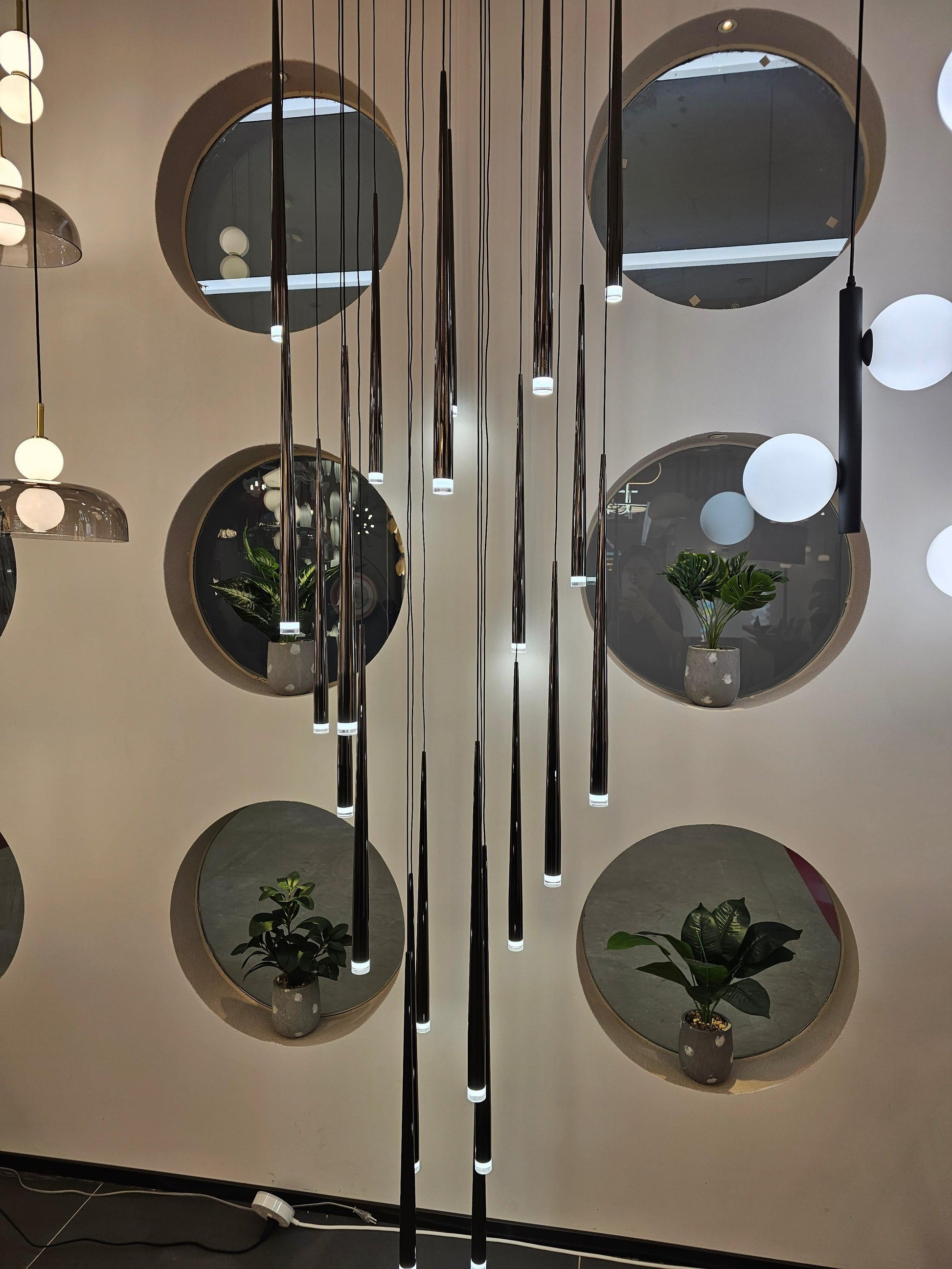 Minimalism Foyer Staircase Chandelier Ceiling Pendant Lighting Fixture For Living Room Entryway In Gold/ Black Finish - Richardrider