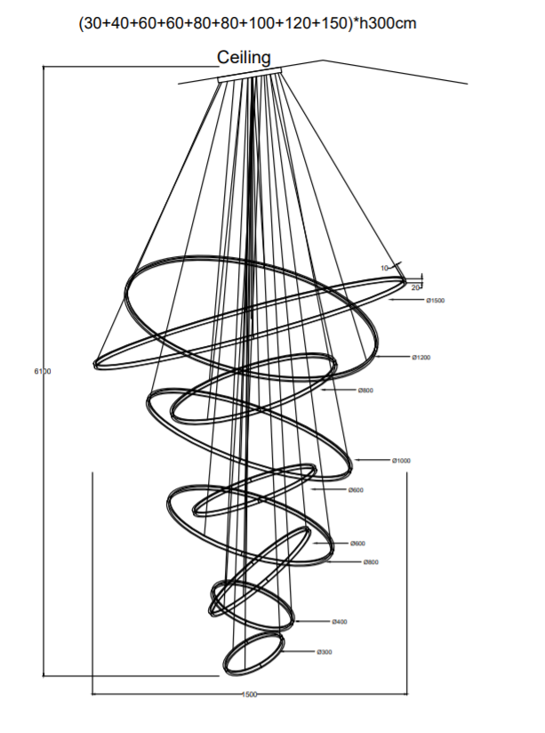 Multi Rings Modern Staircase Chandelier - Richardrider