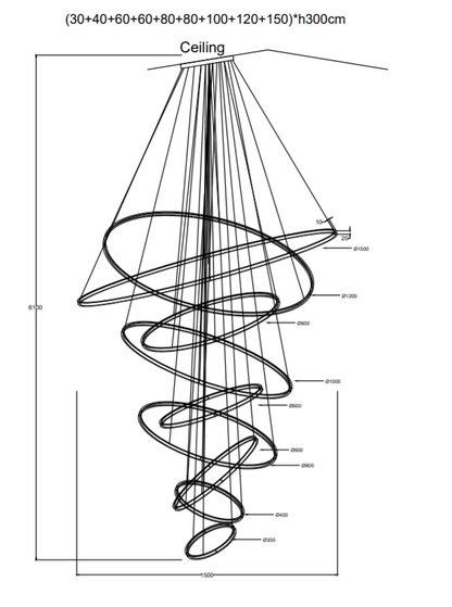Multi Rings Modern Staircase Chandelier - Richardrider