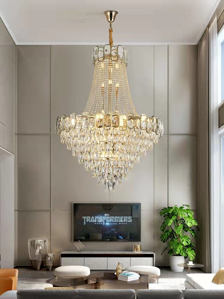 Foyer Staircase Chandelier Luxury K9 Crystal Ceiling Light For Living Room / Hallway - Richardrider
