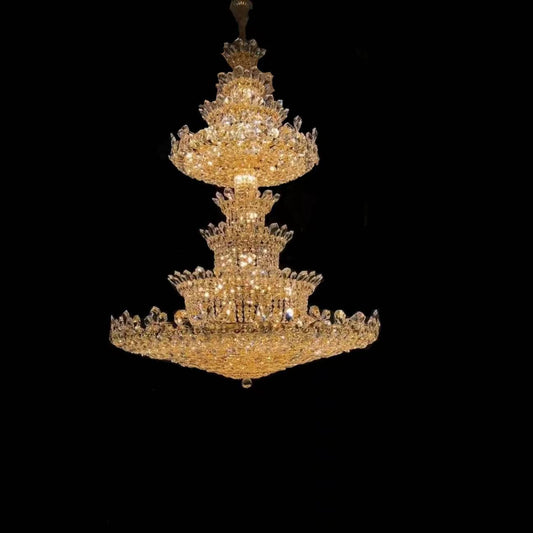 Extra Large Luxury Gold Empire Crystal Chandelier Multi-Layers Fixture for Foyer/ Big Hallway/ Hotel lobby/ Palace Hall