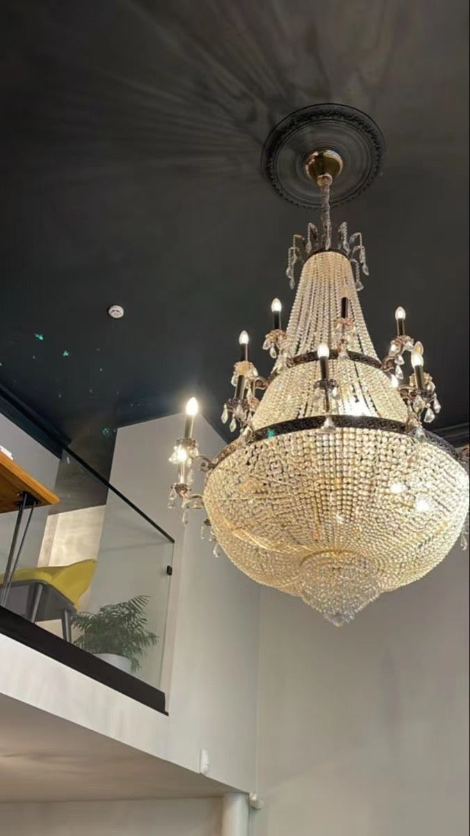 Oversized Luxury Double-layers Golden French Style Crystal Chandelier for Living/Dinning Room/Foyer/Hallway/Staircase - Richardrider