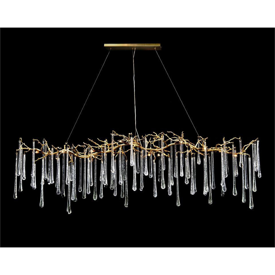 Teardrop Crystal Chandelier with Brass Branches 84" W - Richardrider