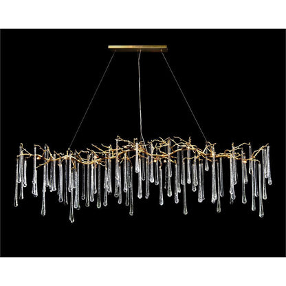 Teardrop Crystal Chandelier with Brass Branches 84" W - Richardrider