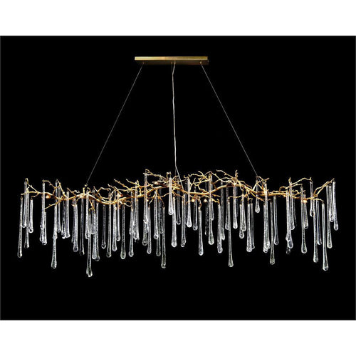 Teardrop Crystal Chandelier with Brass Branches 84" W - Richardrider
