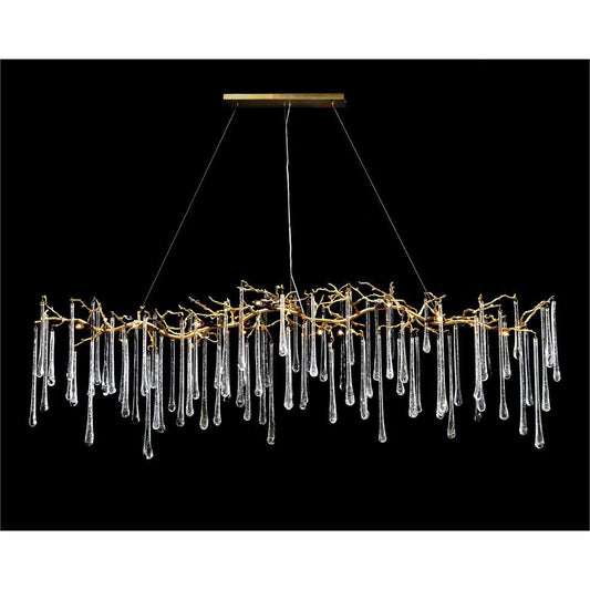 Teardrop Crystal Chandelier with Brass Branches 84" W - Richardrider