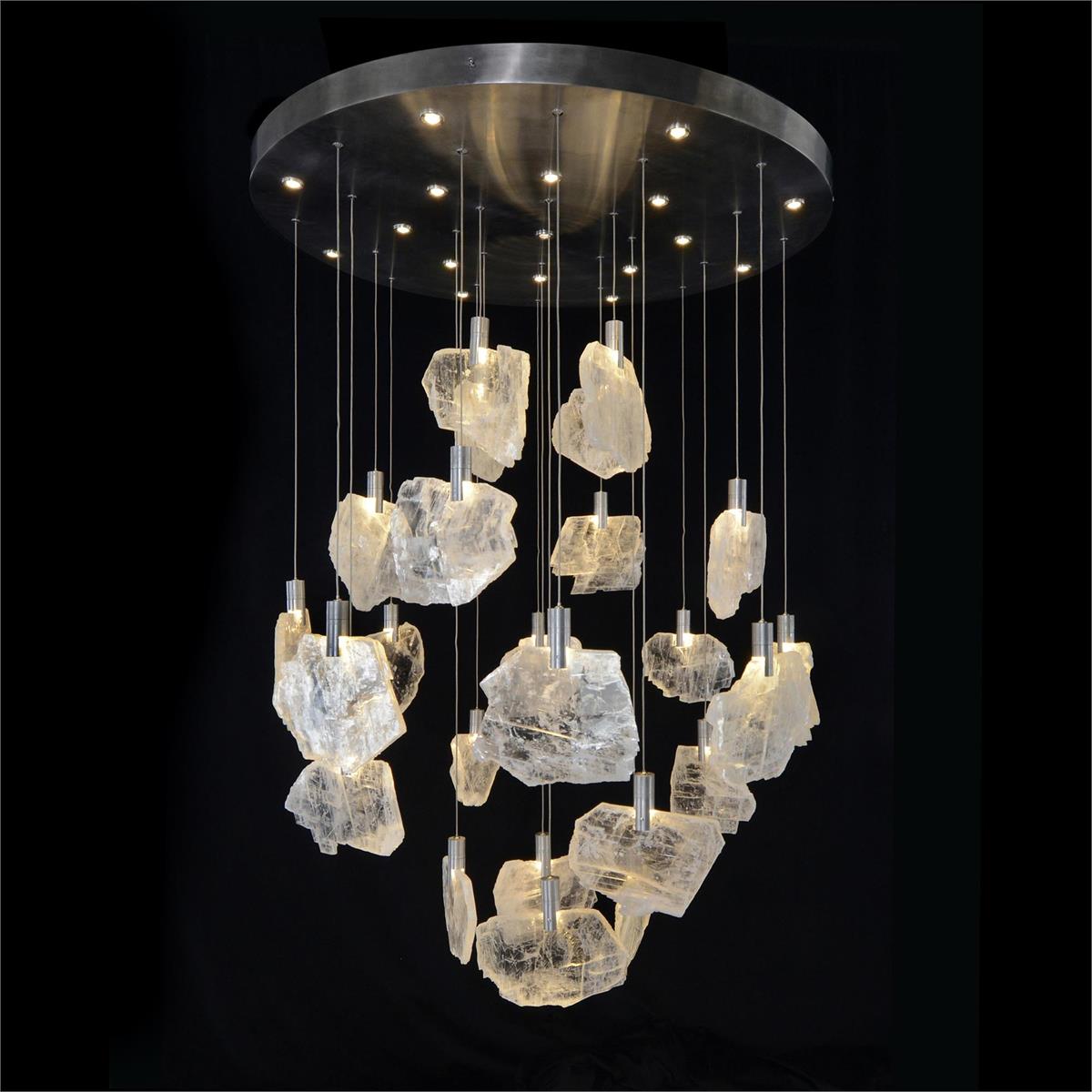 Selenite Pane Round Pendant Chandelier 38''D - Richardrider