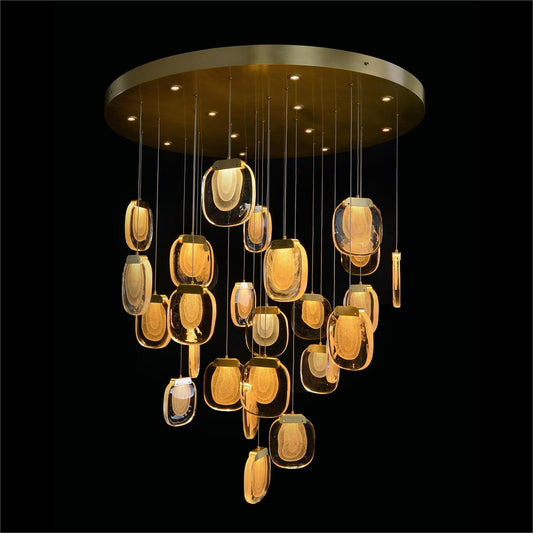 Bansho: Layered Glass Thirty-Nine-Light Drop Pendant Chandelier - Richardrider