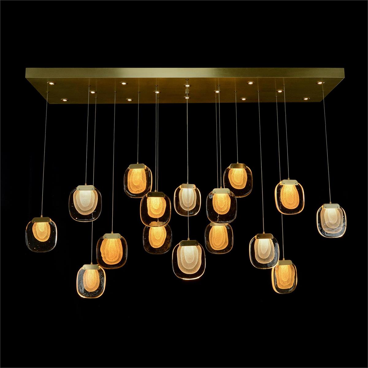 Bansho: Layered Glass Thirty-Light Horizontal Pendant Chandelier - Richardrider
