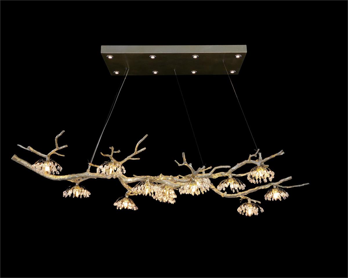 Hanasaku Crystal Bud Branch Fourteen-Light Oblong Chandelier - Richardrider