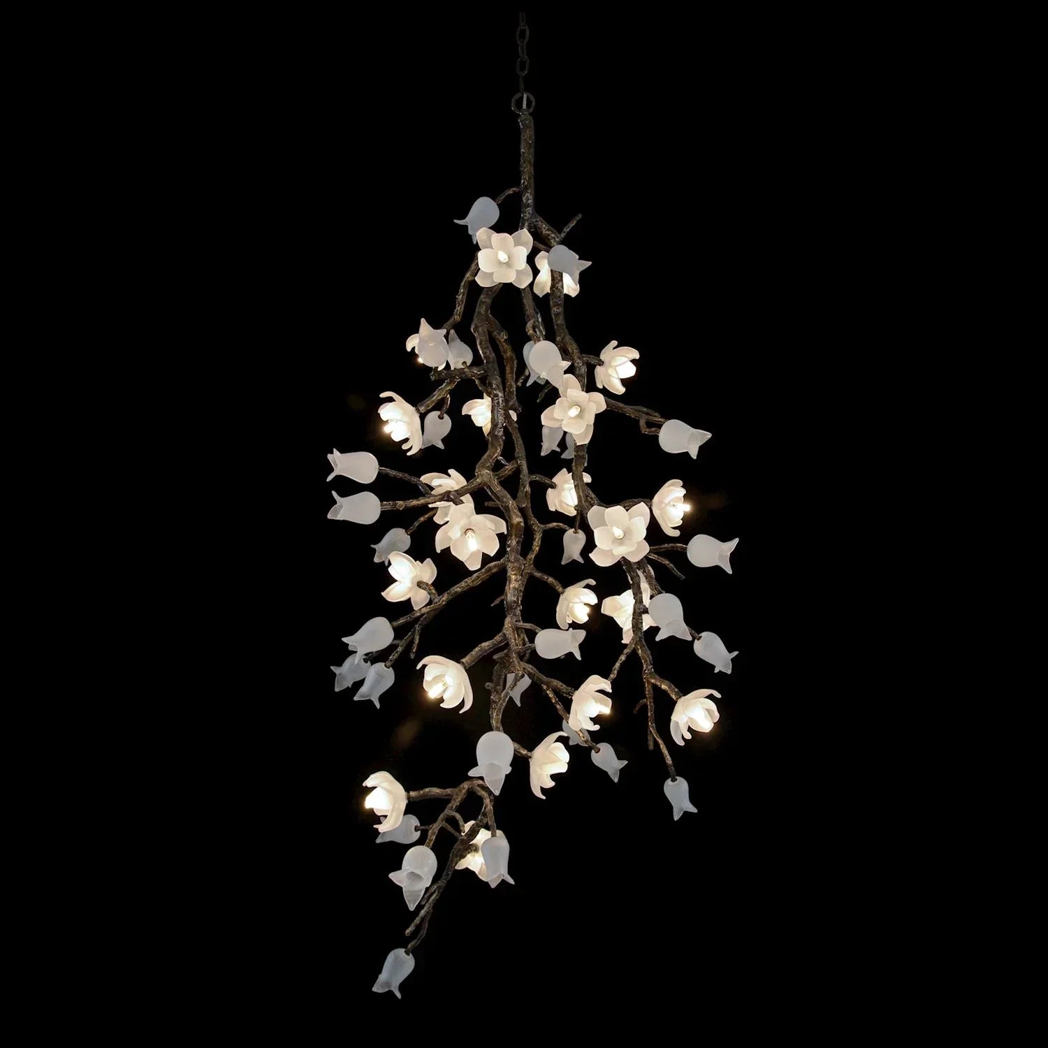Churippu Magnolia & Tulip Glass Bronze Vertical Twenty-One Light Chandelier AJC-9326 - Richardrider