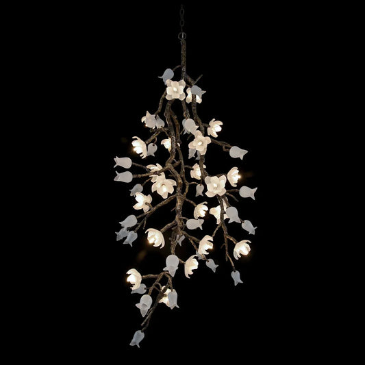 Churippu Magnolia & Tulip Glass Bronze Vertical Twenty-One Light Chandelier AJC-9326 - Richardrider