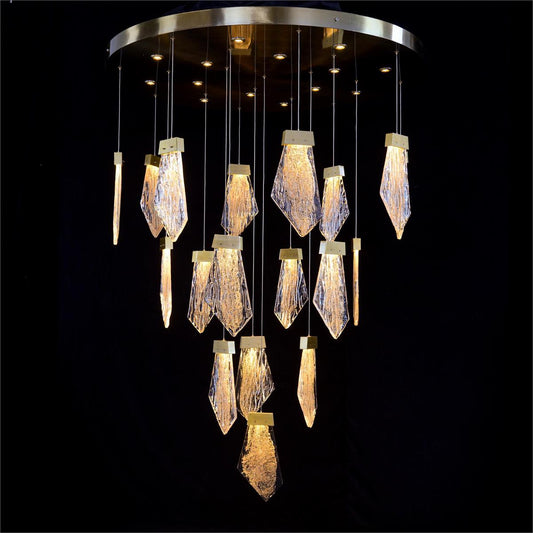 Lux Glass Crystal Thirty-Two-Light Drop Pendant Chandelier - Richardrider