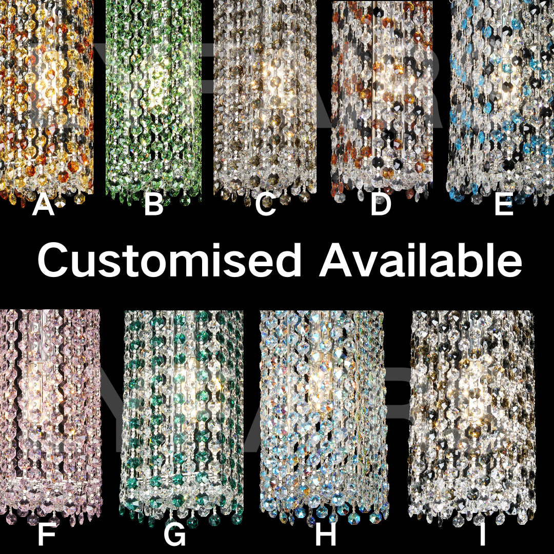 Unique Eccentric Circle Colorful Crystal Beads Chandelier Luxury Ceiling Lamp for Living/Dining Room