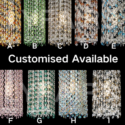 Unique Eccentric Circle Colorful Crystal Beads Chandelier Luxury Ceiling Lamp for Living/Dining Room