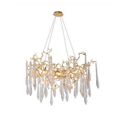 Adriena Crystal Gold Branch Detail Round Chandelier