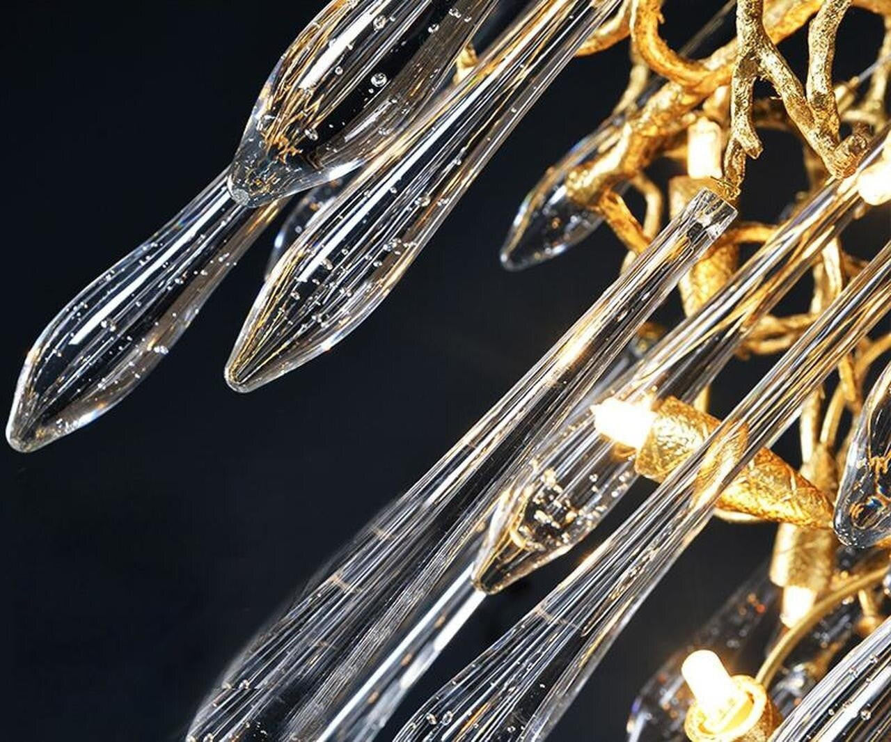 Adriena Crystal Gold Branch Detail Round Chandelier