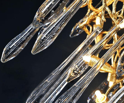 Adriena Crystal Gold Branch Detail Round Chandelier