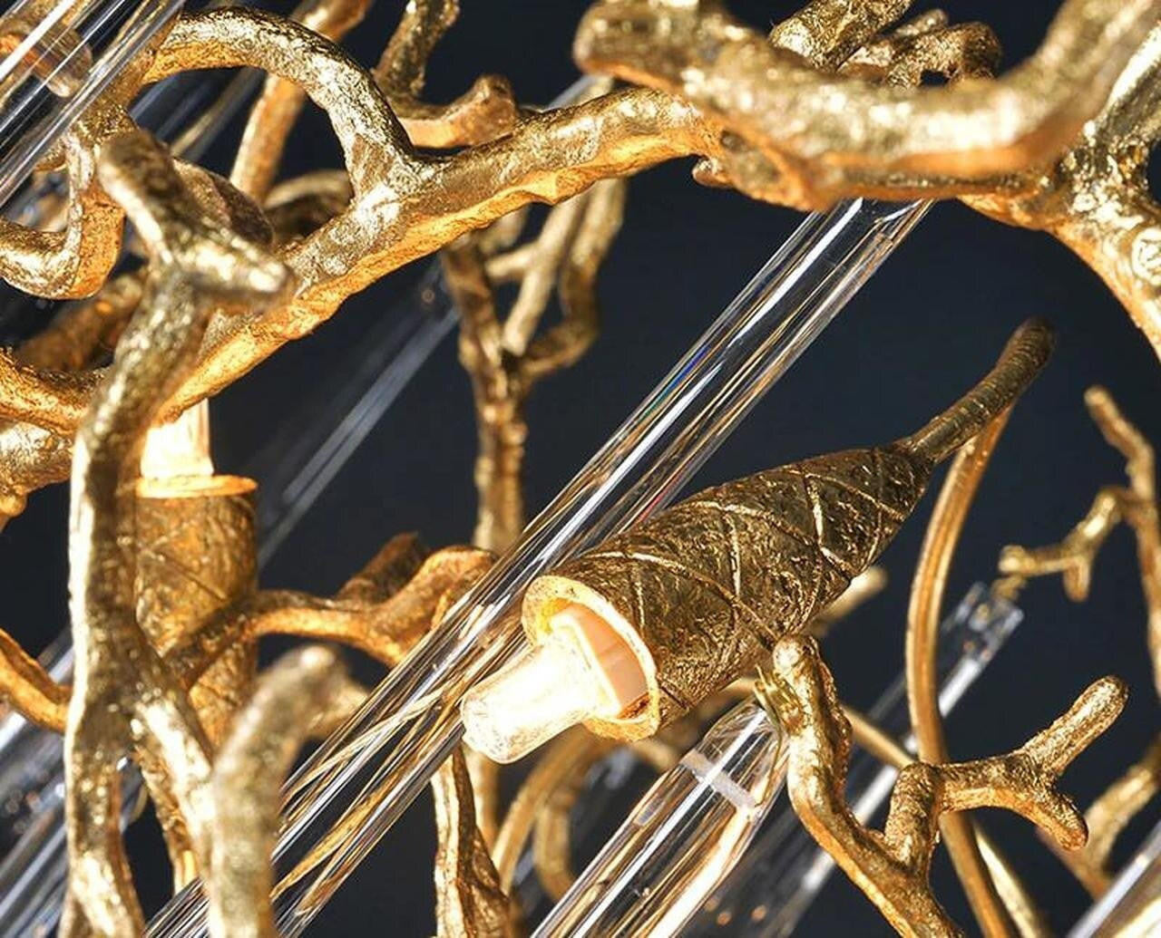 Adriena Crystal Gold Branch Detail Round Chandelier