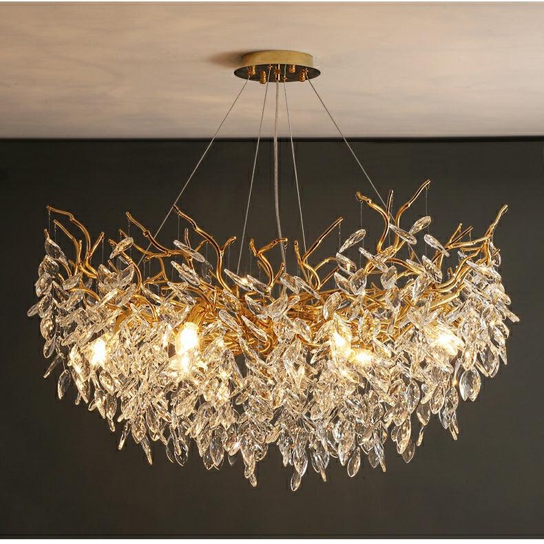 Albero Modern French-Style Branch Crystal Chandelier with Crystal Leaf - Richardrider