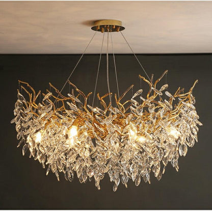 Albero Modern French-Style Branch Crystal Chandelier with Crystal Leaf - Richardrider