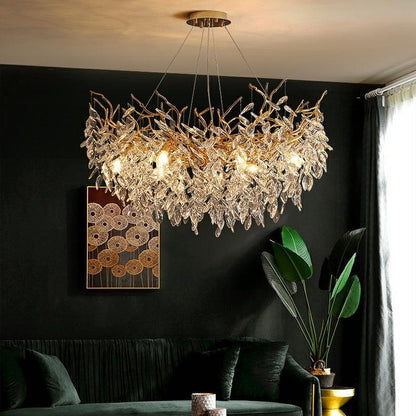 Albero Modern French-Style Branch Crystal Chandelier with Crystal Leaf - Richardrider