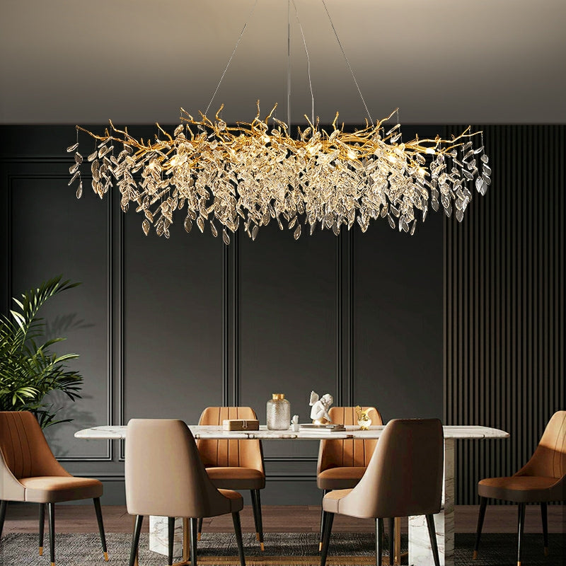 French Branch Elegant Crystal Leaves Chandelier - Richardrider